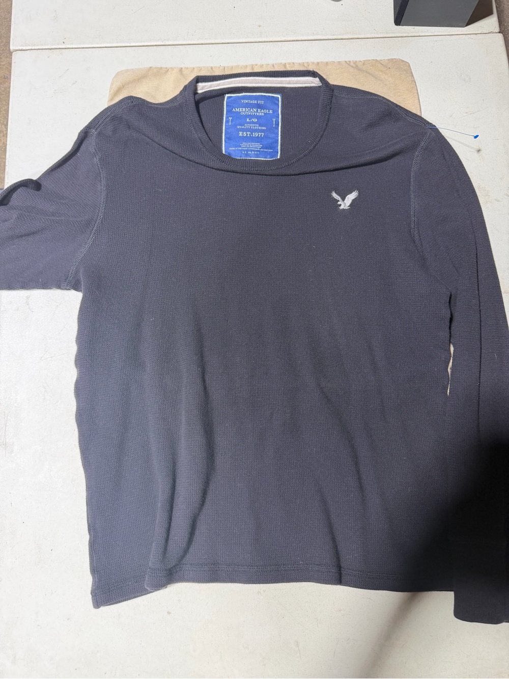 American Eagle Outfitters Men's Navy Crewneck Pullover with Logo